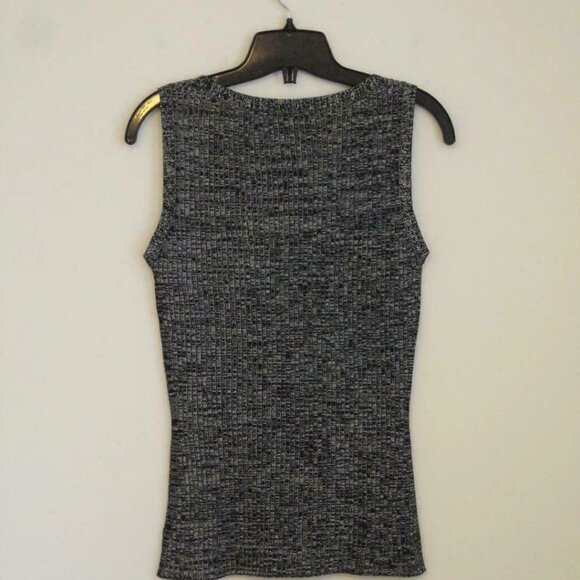 Share NWT AKRIS Cream Black Wool Rib Space Dye Sleeveless Knit Top 10 - Picture 7 of 7
